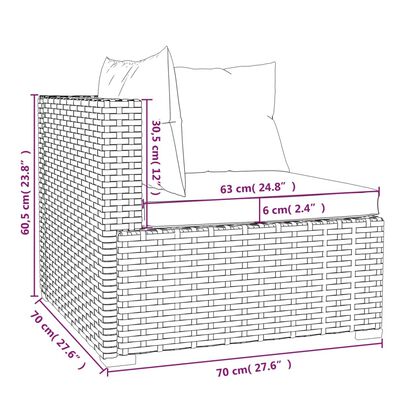 vidaXL Градински комплект с възглавници, 4 части, кафяв, полиратан
