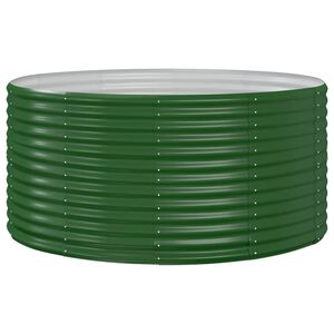 vidaXL Повдигната градинска леха, зелена, 140x140x68 см, поцинкована стомана