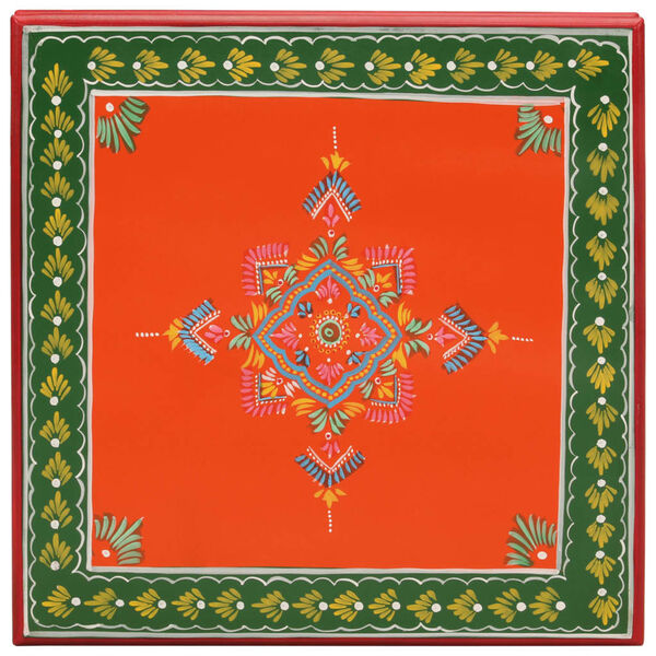 vidaXL Маса за кафе, оранжева, ръчно рисувана, мангово дърво масив