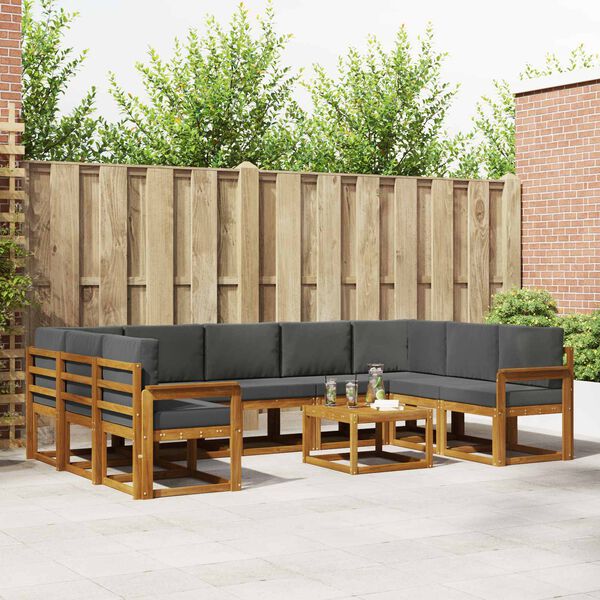 vidaXL Комплект дивани за открито 10 pcs Натурален и Антрацит