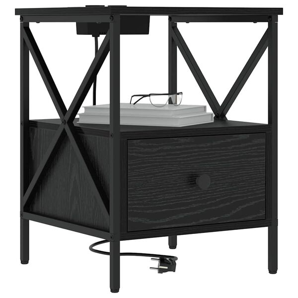 vidaXL Нощен шкаф Черния дъб 41,5 x 40,5 x 55 см Инженерно дърво