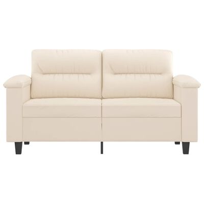 vidaXL 2-местен диван, бежово, 120 см, микрофибърен плат