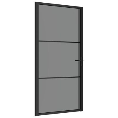 vidaXL Интериорна врата, 102,5x201,5 см, черна, ESG стъкло и алуминий