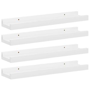 vidaXL Стенни рафтове, 4 бр, бял гланц, 40x9x3 см