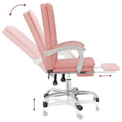 vidaXL Наклоняем офис стол, розов, изкуствена кожа