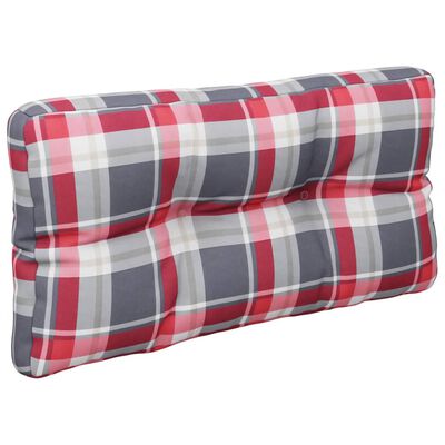 vidaXL Палетна възглавница, червено каре, 70x40x12 см, текстил