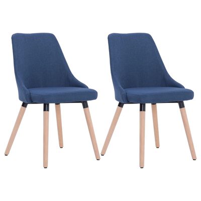 vidaXL Трапезни столове, 2 бр, сини, плат