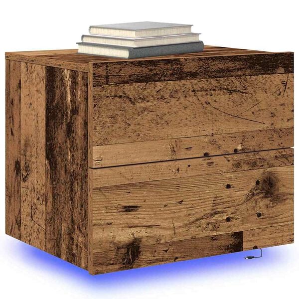 vidaXL Нощен шкаф 2 pcs Старо дърво 50 x 39 x 41 cm Инженерно дърво