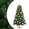 vidaXL Изкуствена коледна елха с топки 120 см 150 LED светодиода