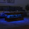 vidaXL Маса за кафе с LED осветление, опушен дъб, 90x50x40 см