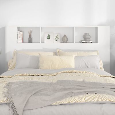 vidaXL Табла за легло тип шкаф, бял гланц, 160x18,5x104,5 см