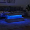 vidaXL Маса за кафе с LED осветление, сив сонома, 90x50x40 см