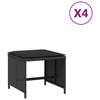 vidaXL Външни табуретки с възглавници 4 бр черни 40x40x35 см полиратан