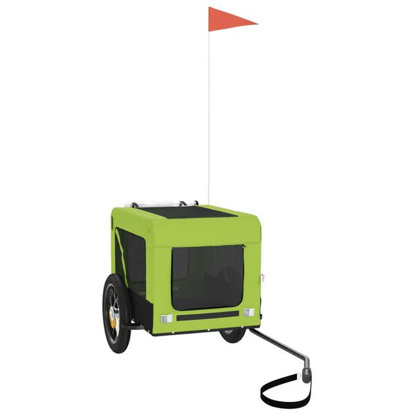 vidaXL Ремарке за колело за любимци зелено черно Оксфорд плат и желязо