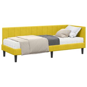 vidaXL Ъглова рамка за легло с матрак 2 бр. Жълто 80 x 200 cm Кадифе