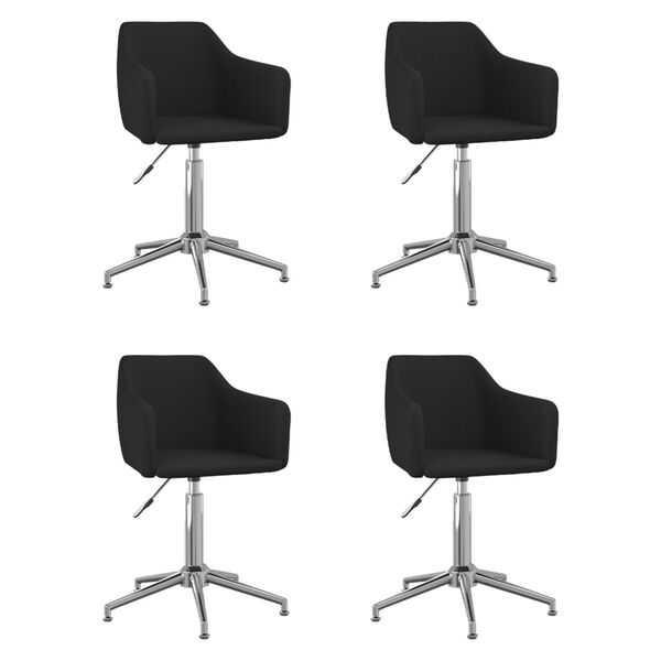 vidaXL Въртящи се трапезни столове, 4 бр, черни, текстил