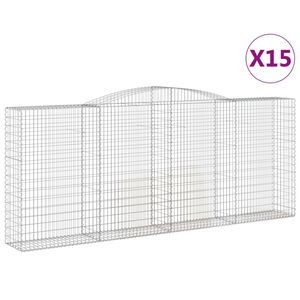 vidaXL Габионни кошници арка 15 бр 400x50x160/180см поцинковано желязо