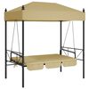 vidaXL Градинска люлка със сенник, пясъчна, стомана