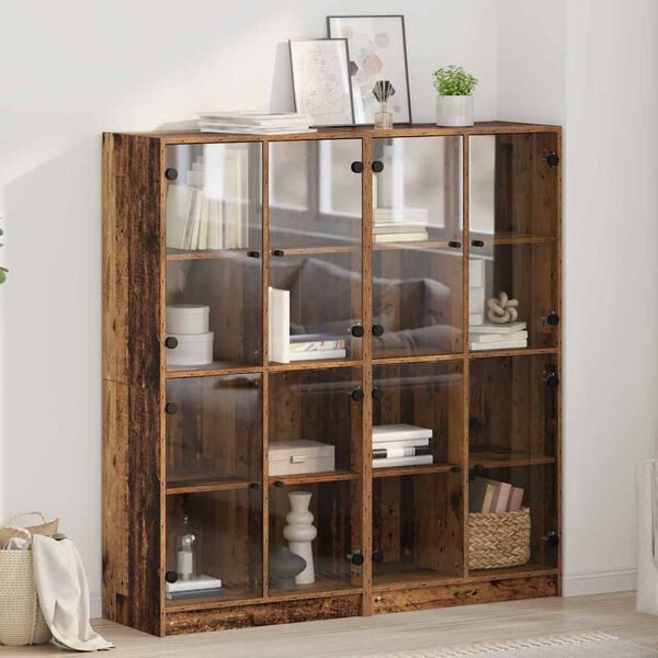 vidaXL Висок шкаф 2 pcs Старо дърво 68 x 37 x 142 см Инженерно дърво