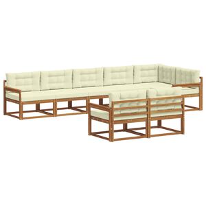 vidaXL Комплект дивани за открито 8 pcs Натурален и Крема