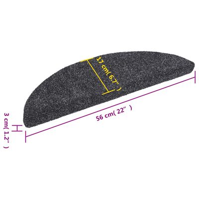 vidaXL Самозалепващи стелки за стъпала, 15 бр, 56x17x3 см, тъмносиви