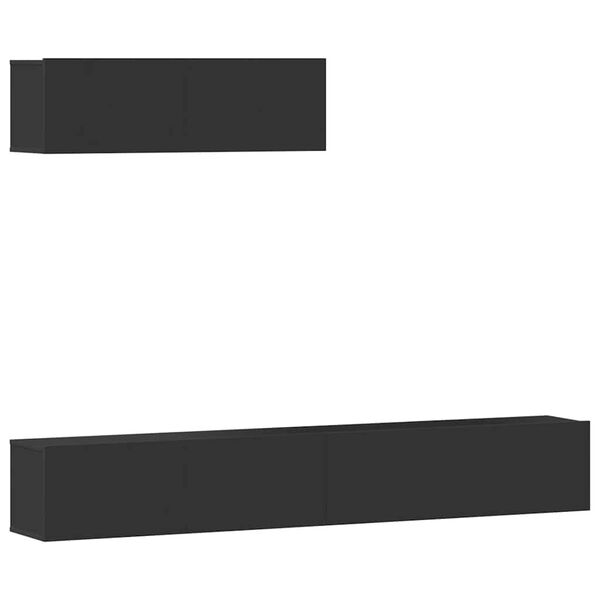vidaXL Комплект ТВ шкафове от 3 части, черен, инженерно дърво