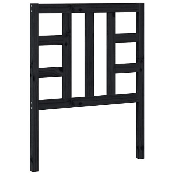 vidaXL Горна табла за легло, черна, 81x4x100 см, бор масив