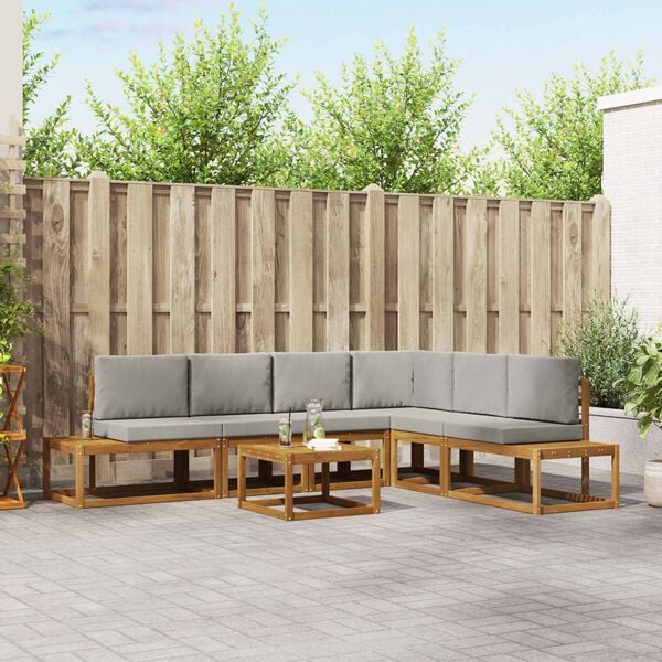 vidaXL Комплект дивани за открито 7 Брой Естествено и светло сиво