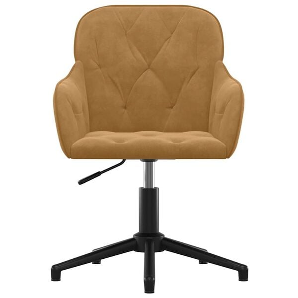vidaXL Въртящ се офис стол, кафяв, кадифе