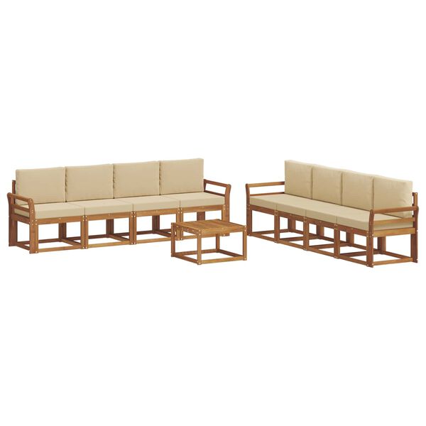 vidaXL Комплект дивани за открито 9 pcs Натурален и Бежов