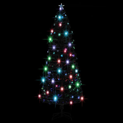 vidaXL Готова осветена коледна елха със стойка 240 см оптично влакно