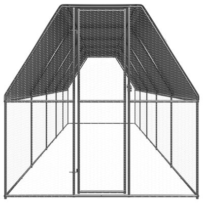 vidaXL Външна клетка за пилета, 2x10x2 м, поцинкована стомана