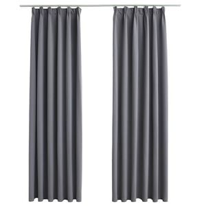 vidaXL Затъмняващи завеси с куки, 2 бр, сиви, 140x175 см