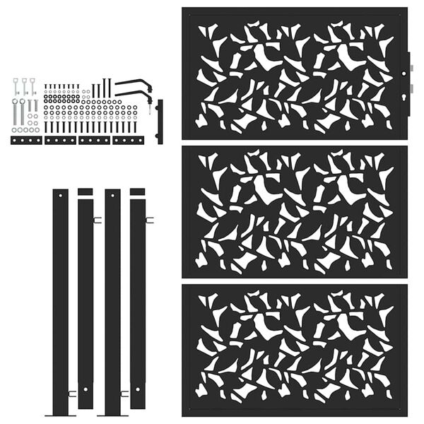 vidaXL Градинска порта, черна, 100x150 см, дизайн от стоманено крило