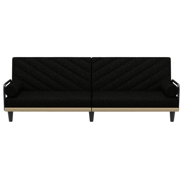 vidaXL Разтегателен диван с подлакътници, черен, плат