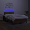 vidaXL Боксспринг легло с матрак и LED, тъмнокафяво, 120x190 см, плат