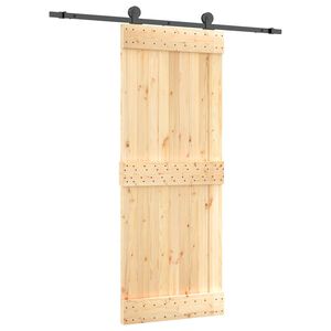 vidaXL Преплъзваща се врата Естествено и черно 80 x 210 cm