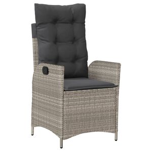 vidaXL Накланящ се градински стол с възглавници светлосив полиратан