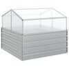 vidaXL Повдигната градинска леха с оранжерия, 100x100x85 см, сребриста