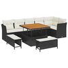 vidaXL Градински Софа Комплект с възглавница 9 pcs Черно и кремаво