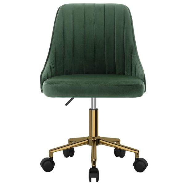 vidaXL Въртящи се трапезни столове, 2 бр, тъмнозелени, кадифе