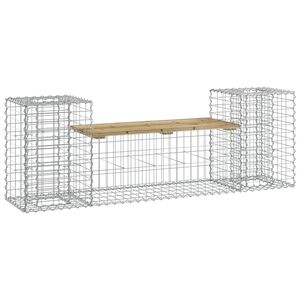 vidaXL Градинска пейка габионен дизайн 183x41x60,5 см импрегниран бор