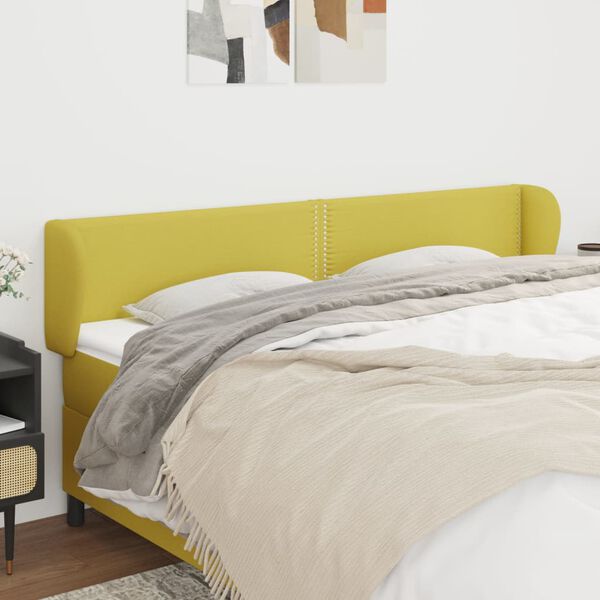 vidaXL Горна табла за легло с уши, зелена, 183x23x78/88 см, плат