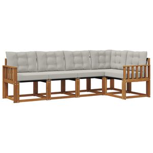 vidaXL Комплект дивани за открито 5 pcs Естествено и светло сиво
