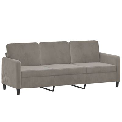 vidaXL 3-местен диван, светлосив, 180 см, кадифе