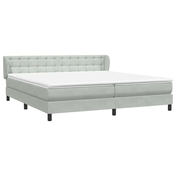 vidaXL Box Spring легло с матраци Светло сиво 180x210 cm кадифе