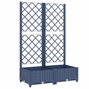 vidaXL Градинска саксия с решетка, синьо-сива, 80x40x121,5 см, полипропилен