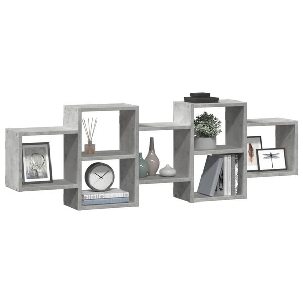 vidaXL Стенен рафт, бетонно сив, 129x18x42 см, инженерно дърво