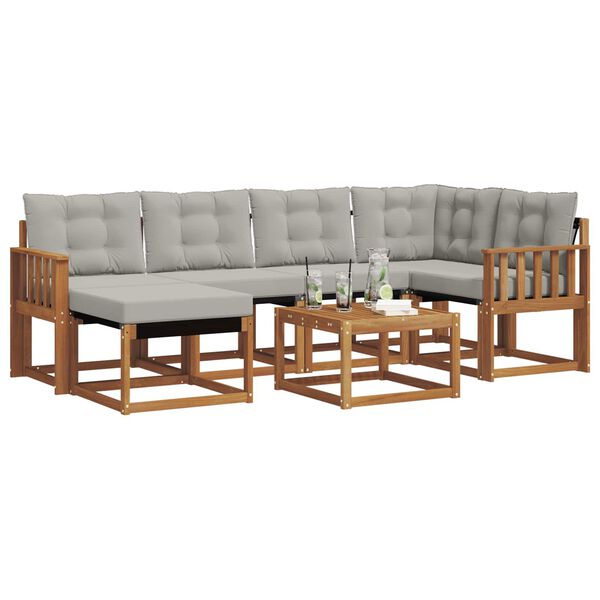 vidaXL Комплект дивани за открито 7 pcs Естествено и светло сиво
