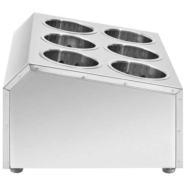 vidaXL Държач за прибори за хранене, 6 решетки, квадратен, инокс